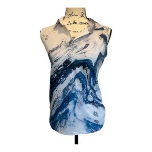 Acegolfs Inked Skins Collection Abstract Art Women's Golf Top Sporty Summer Sz S